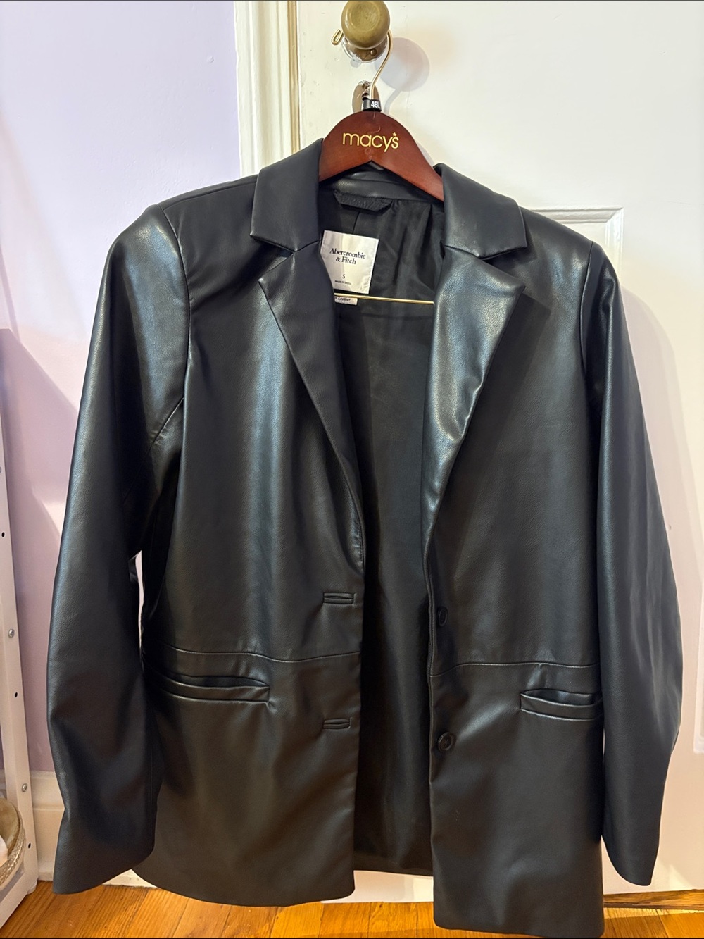Abercrombie & Fitch Black Vegan Leather Blazer